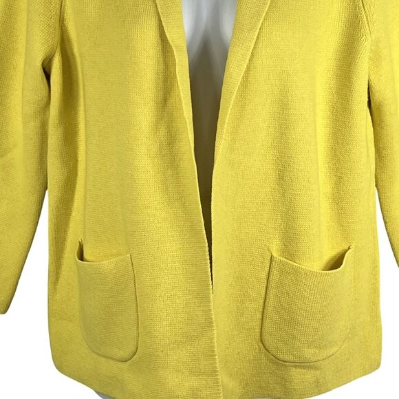 Talbots Womens L Spring Yellow Open Cardigan Wool Blend Knit Sweater Blazer - Picture 5 of 16